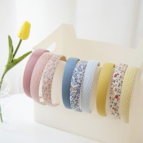 Japanese Retro Floral Plaid Hairband Bezel Hoop Fashion Solid Color Washing Headband Hair Hoop Women Girls Hair Accessories
