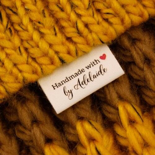 Custom Sewing Label, Handmade Tags, Name, Cotton Ribbon, Logo or Text, Personalized Brand, With Love, 30mm x 50mm (MD5238)