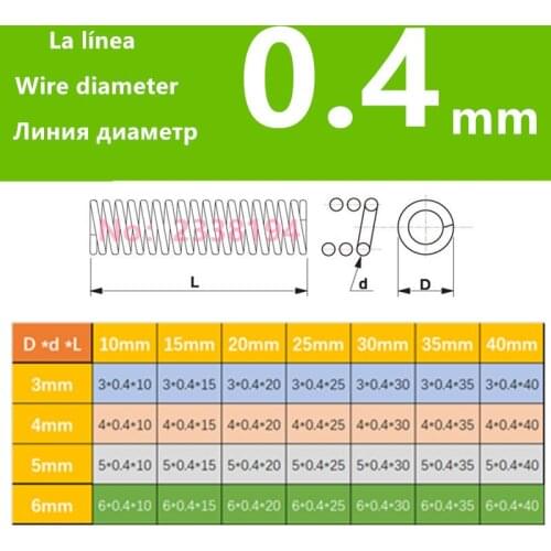 304 stainless steel hook Compression will spring toy spring 0.4 mm wire spring OD3/4/5/6 mm 20 PCS