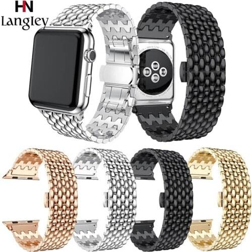Stainless Steel Watchband For Apple Watch 5/4/3/2/1 Bracelet Straps 38/40/42/44mm Replacement Wristbands Dragon pattern Bands