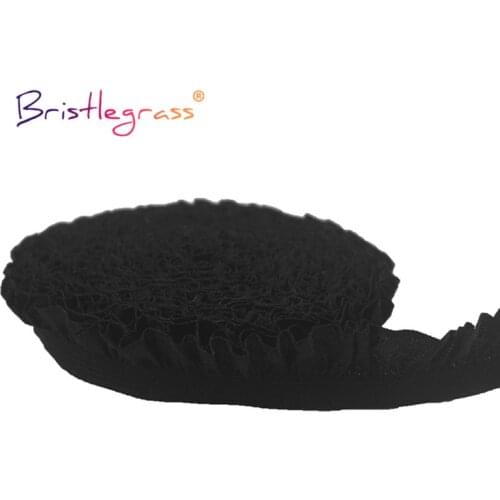BRISTLEGRASS 50 100 Yard by Roll 5/8" 15mm Shiny Frilly Ruffled Lace Trim Elastic Spandex Band Tape Hair Tie Headband DIY Sewing