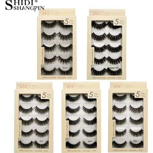 SHIDISHANGPIN 5 Pairs False Eyelashes Natural 3d Mink Lashes Makeup Volume Fake Eyelashes For Maquiagem Cruelty Free Faux Cils
