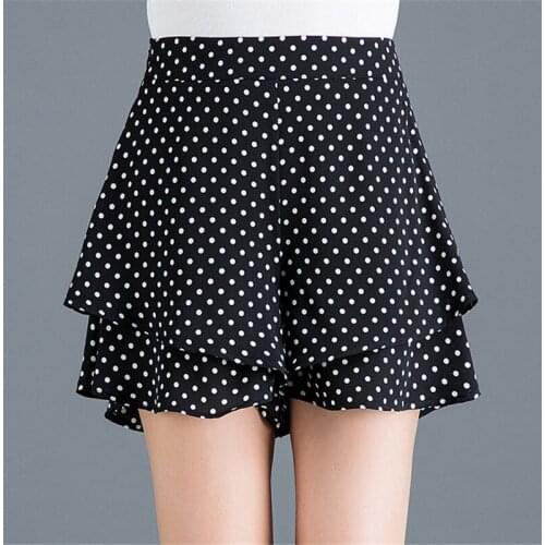 Fashion New Women High Waist Shorts Skirts summer 2019 new thin chiffon loose wide leg A Line Dot Mini Shorts Casual Female