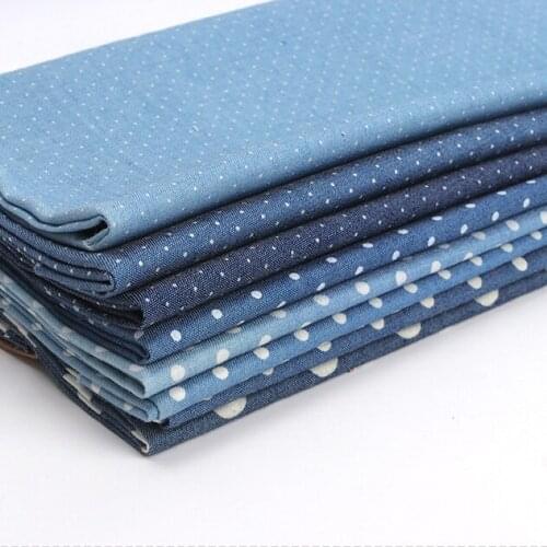 Denim Polyester Cotton Printed Fabric By Yard Thin Denim Sheet Small Star Pattern For Jeans Dress Cap Decoration 90*145cm/Pc