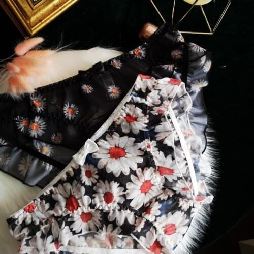 SP&CITY Daisy Panties Sexy Lace Womens Underpants Strawberry Seamless Thong Bow Print Transparent Underwear Star Lingerie Tanga