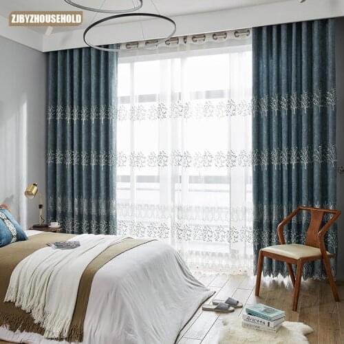 European Style New Style Chenille Embroidery Jacquard Shade Curtains for Living Dining Room Bedroom