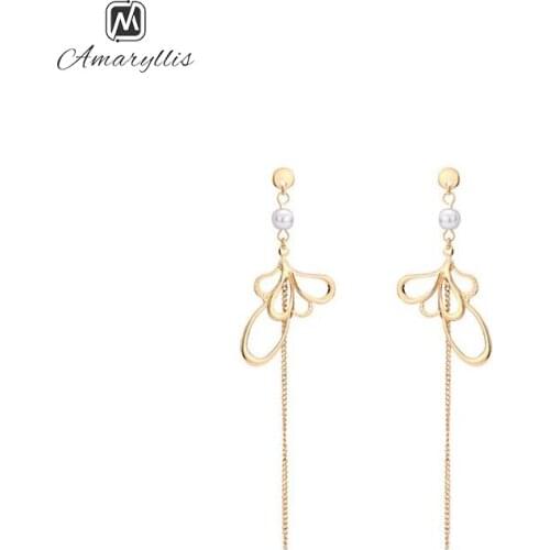 Amaiyllis Chic Hollow Flower S925 Silver Pin Stud Earrings For Women New Korea Gold Color Statement Post Earrings Drop Shipping