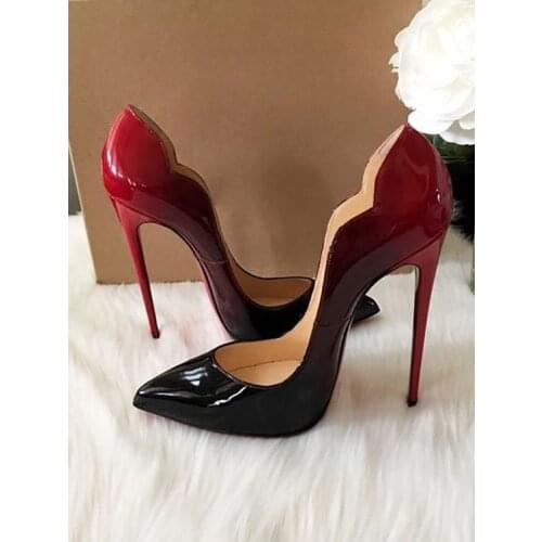 Moraima Snc Hot Selling Gradient Colors Leather High Heel Shoes Woman Sexy Pointed Toe 12CM Pumps Slip-on Dress Heels