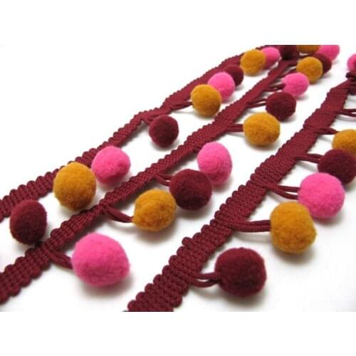 1 1/8 Inches Pom Pom Trim|Ball Fringe|Fringe Trim|Cushion|Costume|Miniature Doll|Clothing Edge Decorative Embellishment