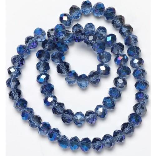1 Strand New Blue Shadow Half Coating Faceted Glass Roundell Beads Crystal Beads for Jewelry Making Diy Beads for Bracelet