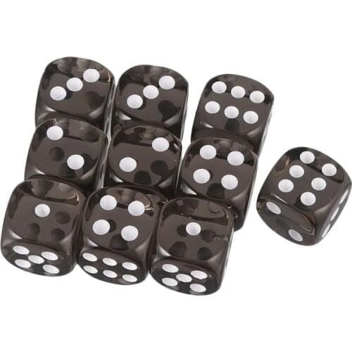10 Pcs 6 Sided Game Printing Engraving Kid Educational Toys Digital Number Acrylic Transparent Dice For Party Family