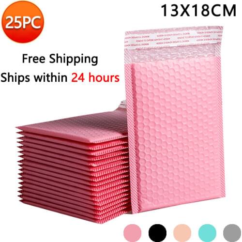25PCS Pink Bubble Envelop Foil Bubble Mailer for Gift Packaging & Wedding Favor Bag&Mailing Envelopes shipping bag for cosmetic