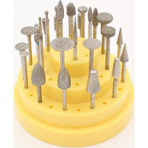 30pcs Dental Silicon Carbide Grinding Head Set with Plastic Placement Box for Low-Speed Handpiece Teeth Polishing Material Tools