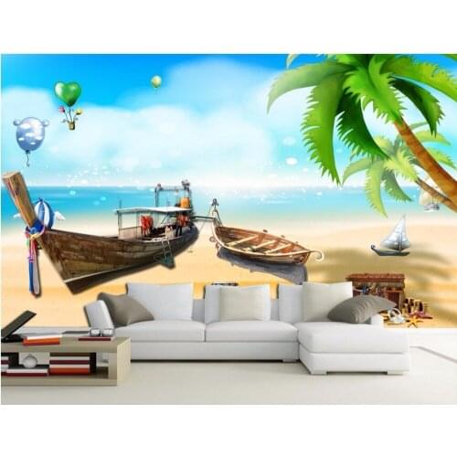 Custom photo 3d wallpaper mural Ocean ships scenery children room decoration painting 3d wall murals wallpaper for walls 3 d