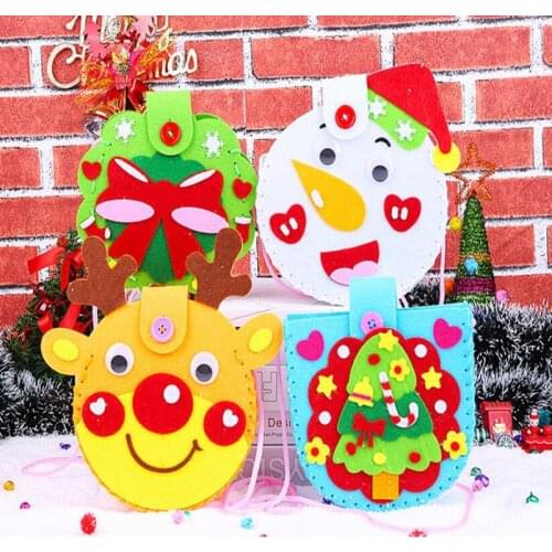 40Sets Christmas Cartoon Bag Cute Handmade Toy Non-woven Material Crafts Decoration Children Early Education Gift DIY Package