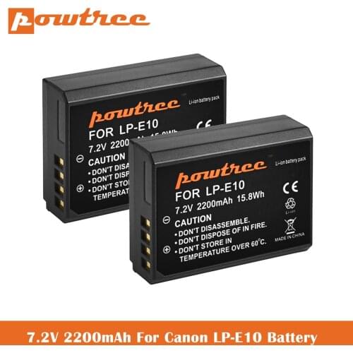 7.2V 2200mAh LP-E10 Batteries for Canon EOS Rebel T3, T5, T6, T7, Kiss X50, Kiss X70, EOS 1100D 1200D1300D 2000D Digital Camera