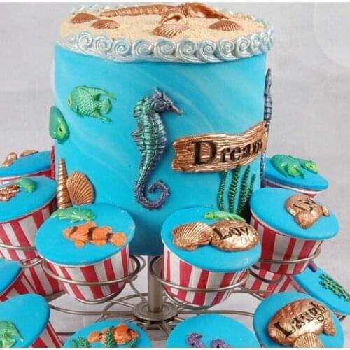 Aouke Ocean Coral Fish Group Fishtail Silicone mould Chocolate Fondant Mold Gummy Candy Clay Mold Cooking Decorating Cake Tool