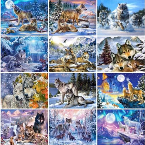 AZQSD Diamond Painting Wolf Animal Cross Stitch Home Decor 5d Diy Diamond Embroidery Animal Picture Of Rhinestones Gift