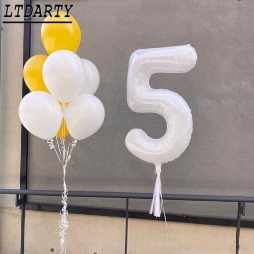 White Large Aluminum Foil Balloons 0-9 Years Old Birthday Wedding Engagement Party Decoration Globos Kids Party Decoration