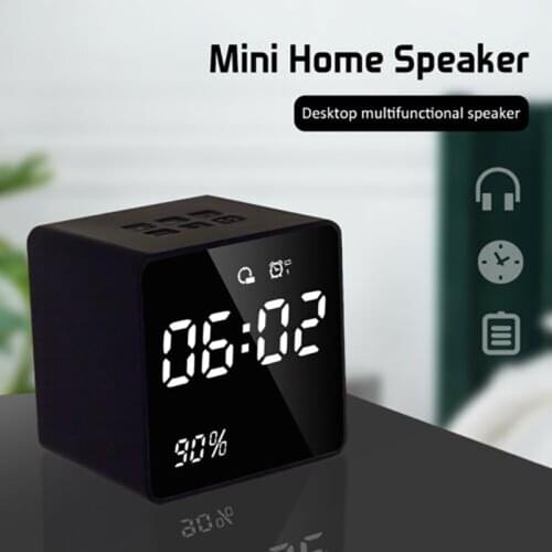 Mini Wireless Bluetooth Stereo Speaker LED Display Alarm Clock FM Radio Music Player USB Clocks With backlight