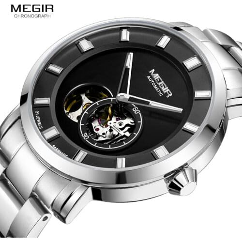 MEGIR Mens Hand Wind Mechanical Watches Top Brand Luxury Stainless Steel Business Wristwatch Man Relogios Masculino Clock 62052