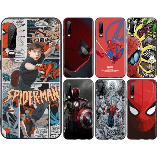 Avengers Spiderman For Huawei P50 P40 P30 P20 P10 P9 P8 Lite E Pro Plus Lite Mini 2019 2017 Black Soft Phone Case
