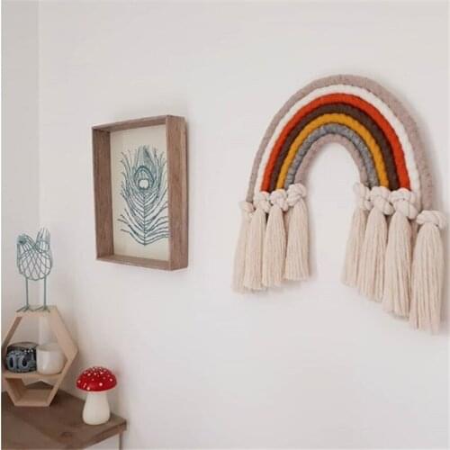 Childrens Room Decorative Pendant Hand Woven Rainbow Pendant Wall Girls Room Decoration Pendant Girls Rainbow Toys