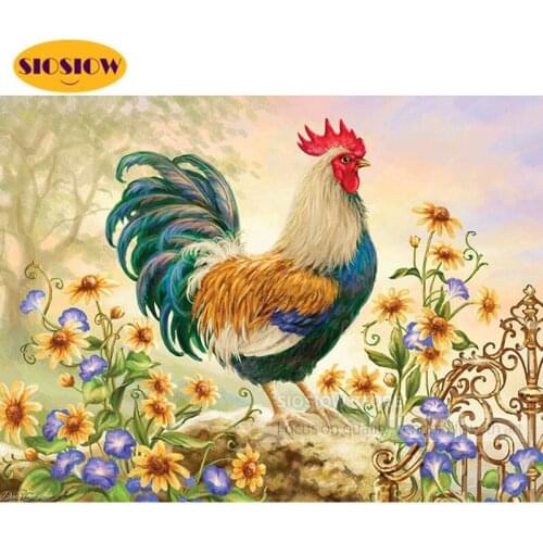 Diy Diamond Mosaic Beads Embroidery Picture Kits Animals Cock Diamond Painting With Square Rhinestones Flowers Decor Home Rustic