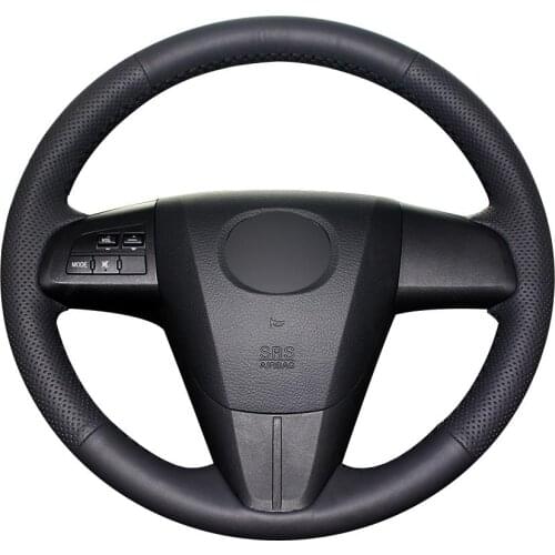 DIY Non-slip Durable Black Natural Leather Car Steering Wheel Cover For Mazda 3 Axela 2008 -2013 Mazda Cx -7 Cx7 2010 -2016 Mazd