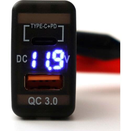 Dual USB Car Charger Adapter for Toyota Landcruiser Prado FJ Cruiser Hiace RAV4 Dashboard Socket with Digital Display Voltmeter