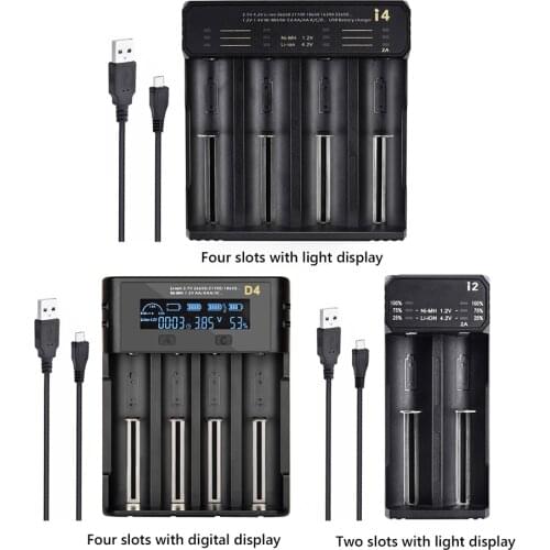Essager 18650 Battery Charger Universal Rechargeable Battery Charging For AA AAA Lithium Li ion USB Batteries Charger 4 2 Slot
