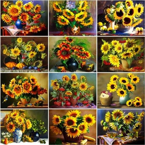 Evershine Full Square Round Diamond Painting Sunflower Diamond Embroidery Flower 5D DIY Craft Kit Home Decor Gift