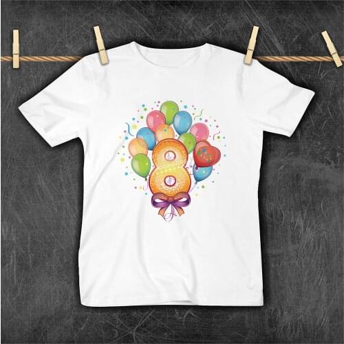 8 Years Tee shirt Enfant Fille Fine Beautiful birthday Clothes For Children XXX Boys and Girls Summer Tshirts French Streetwear