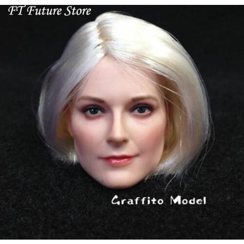 Collectible DSTOYS D-OO1 1/6 European Short Sliver Hair Head Sculpt D001A Female Head Sculpt Carving Model for 12'' Body