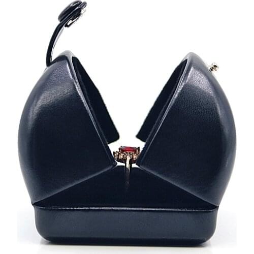 Top Black PU Leather Jewelry Cases New Women Ring Storage Box Pearl Necklace Gift Box Simple Wedding Package Protect Box