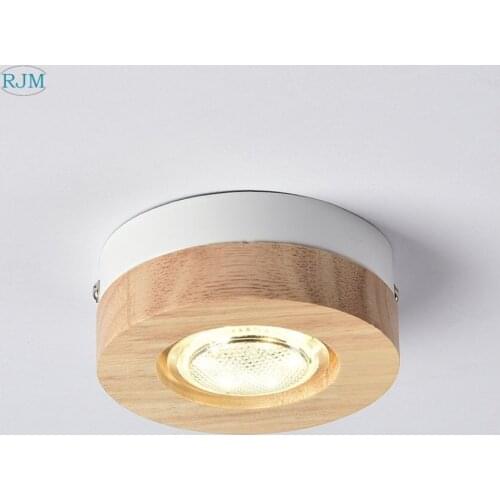 Nordic Creative Square Wooden Ceiling Lamps Simple LED Acrylic Handing Light for Bedroom Living Room Stair Aisle Lighting Decor