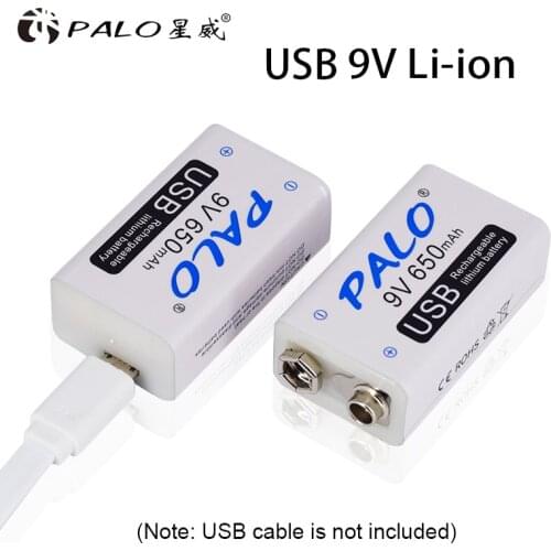 2-20pcs USB 9V 6F22 Rechargeable Battery 9 volt 650mAh fast charging LED display batteries