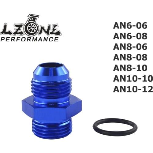 LZONE - AN6-06AN/AN6-08AN/AN8-AN06/AN8-08AN/AN8-10AN/AN10-10AN/AN10-AN12 MALE to Straight Cut Male Fittings Adaptor w/O-Ring