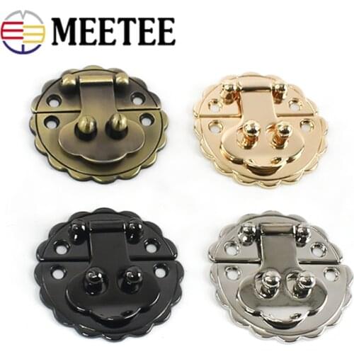 Meetee 2/5pcs 40mm Luggage Hardware Accessories Hasp Lock Ancient Gift Wood Box Die-casting Lock Buckle Round Lace Locks Clasp