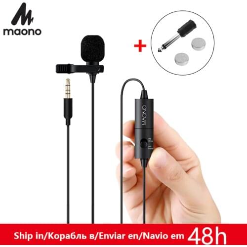 MAONO AU-100 Lavalier Audio Video Phone Microphone Condenser Mic Recorder for iPhone Xs Max X 8 Plus Canon Nikon DSLR Camcorder