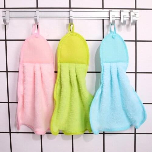 1 Pcs Lovely Baby Hand Towels Hanging Kids Bathroom Thicken Soft Coral Velvet Household Cleaning Cloth Free Shipping