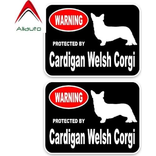 Aliauto 2 X Warning Car Sticker Cardigan Welsh Corgi Dog Decoration Decal Cover Scratches for Volkswagen Renault Opel ,15cm*11cm