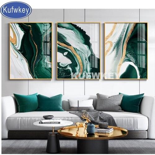 Modern Abstract painting 5d DIY Diamond Painting green scenic full square Cross Stitch Diamond Embroidery 3 pcs home Decorative