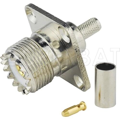 Superbat 10pcs UHF Crimp Jack with 4 Hole Panel Mount RF Connector for RG58, RG400,RG142,LMR195 Cable