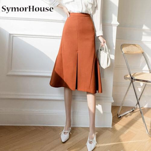 High Waist Irregular Skirts Womens 2021 Summer Black Elegant Office Ladies Skirt for Woman Fashion Faldas Femme Autumn