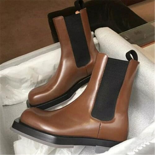 Transparent Bottom Women Boots Leather Botas Mujer Biker Clear Sole Winter Chelsea Martin Boots Brand Heels Women Shoes Ladies