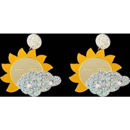 2021 Women Punk Earrings Sun moon clouds Earrings Charm Hip Hop Girls Gift Cute Stud acrylic jewelry Evening Party Earring