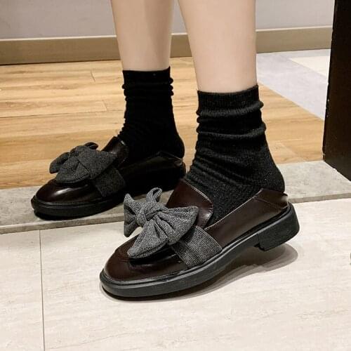 Woman Low Heel Oxfords Shoes Casual Buckle British Style Slip on Ladies Classic Single Black Shoes Female Footwear U14-59