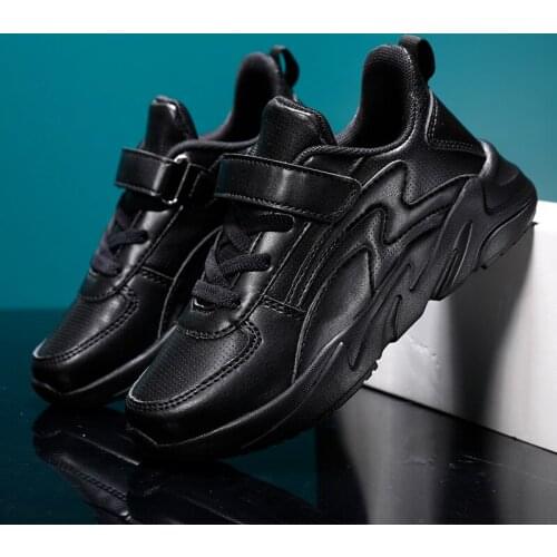 2021 Fashion Brand Boys Kids Flats for Sneakers Hard-Wearing Kids Girls Leather Shoes Suit Black Soft Bottom Teenage Boys Shoes