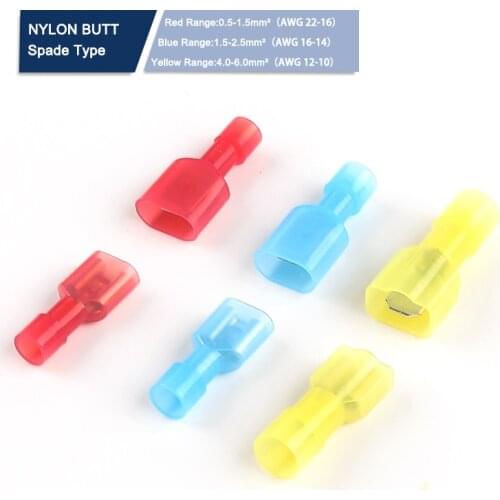 50PCS MDFN/FDFN NYLON Male Female Insulated Crimp Terminal Electrical Cable Spade Connector Quick Butt Terminals Connectors
